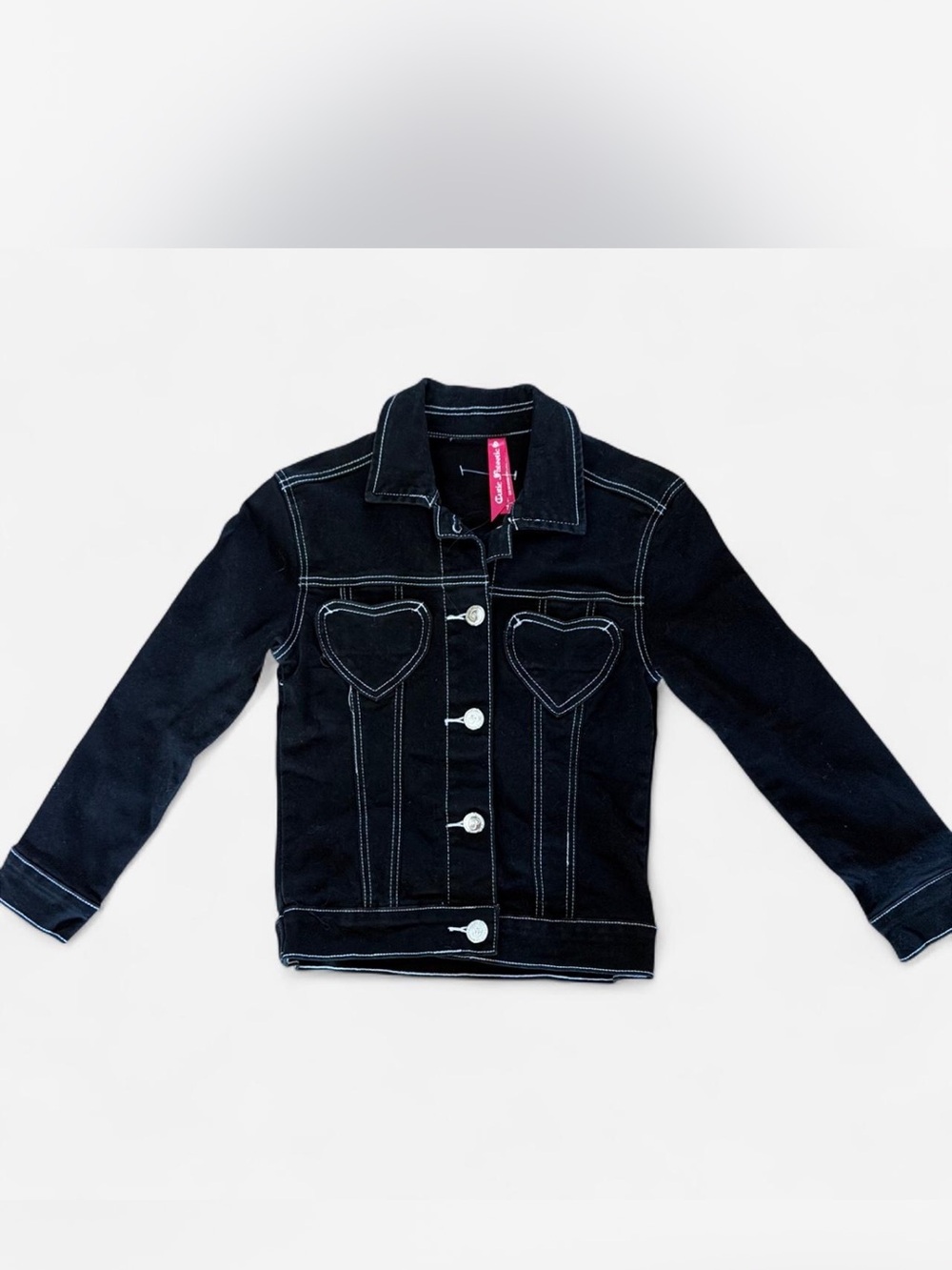 Girl’s Size 7 Black Denim Jacket - EUC